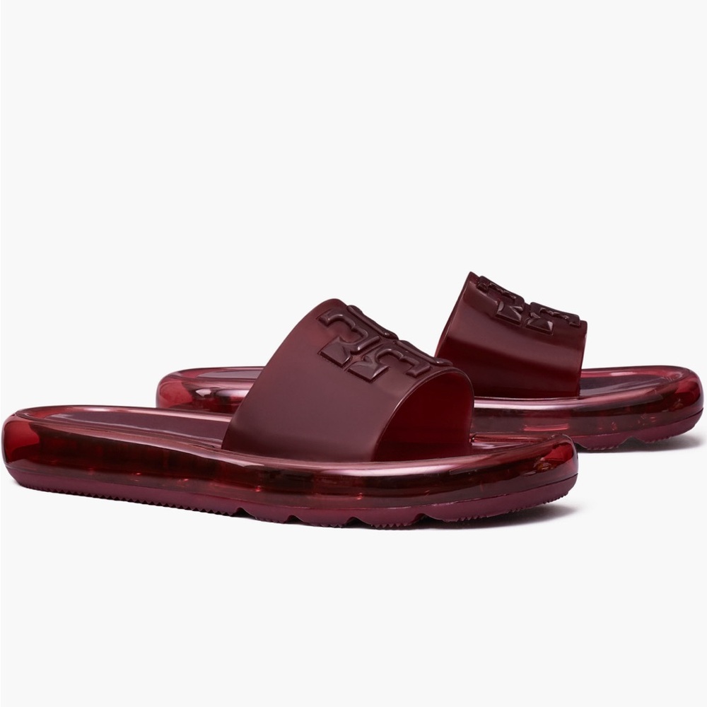 Tory Burch Women's Bubble Jelly Slides, US 7, maroon SALE